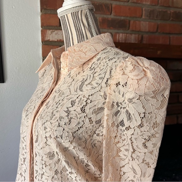 NWT L’AGENCE Andrea Lace Button Down Blouse in Blush Pink Sz XS - Picture 4 of 9